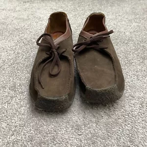 Clarks Wallabees Leather Suede Shoes Loafer Womens 8.5 Brown Lace Up Casual - Picture 1 of 14
