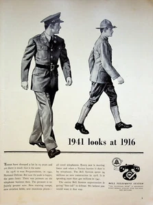 1941 Bell Telephone System Vintage Print Ad 1940s WWI & WWII Soldiers Comparison - Picture 1 of 1
