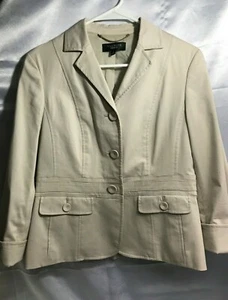 TALBOTS STRETCH WOMENS BLEND JACKET SZ 6 BEIGE FALL WINTER BLAZER - Picture 1 of 9
