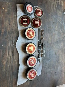 Fiat 124 Badge Lot Horn Button Wheel Caps - Picture 1 of 9