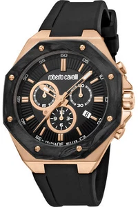 Roberto Cavalli by Franck Muller RV1G123P1021 black rose gold Men's Watch NEW - Picture 1 of 6