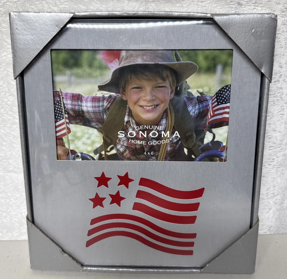 Marco de fotos bandera patriótica Sonoma metal cepillado foto 4x6 U17 Foto 1 de 3