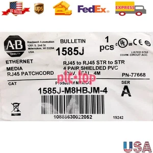NEW Allen Bradley 1585J-M8HBJM-4 Ethernet Patchcord AB - Afbeelding 1 van 4