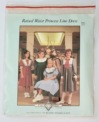 CHERY WILLIAMS RAISED WAIST PRINCESS LINE DRESS PATTERN SZS. 4 THRU 7,  UNCUT - Image 1 of 3