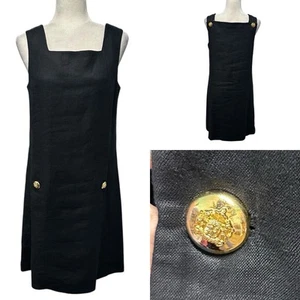 Vtg Womens Size 10 Jumper Dress 100% Linen Quiet Luxury Old Money Square Neck - Picture 1 of 10