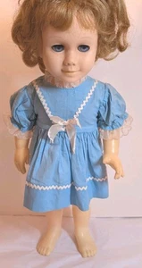 Vintage Blue with White Bow Dress 1960s Handmade for Chatty Cathy 20" Doll - Picture 1 of 21