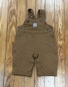 Carhartt Boy’s Quilted Overalls Bibs Brown Duck Size 6M Months - Picture 1 of 3