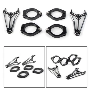 Per Cafe Racer 41mm nero supporto faro moto forcella portalampada testa - Foto 1 di 12