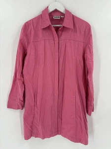 Camisa de vestir de diseño Chicos para mujer grande rosa 100 % algodón túnica corta mangas largas - Imagen 1 de 21