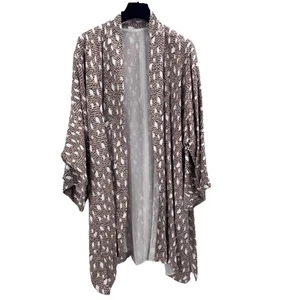 Vintage Custom OOAK Beige Black Animal Print Silk Kimono Jacket Womens XL? - Picture 1 of 8