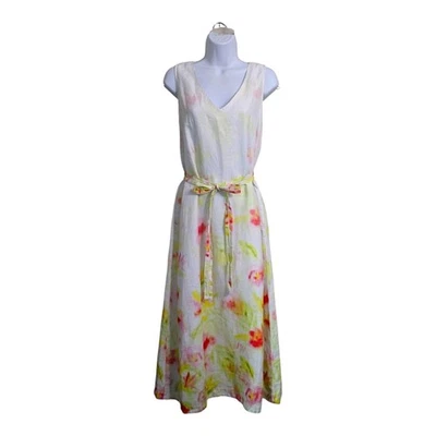 NWT Tommy Bahama Royal Resort Midi Dress Linen White Floral Watercolor Pockets M - Image 1 of 4