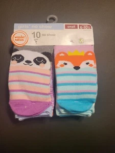 Wonder Nation Girls No Show Socks 10 Pack Size M 10.5-4 Cute Animals NEW - Picture 1 of 4