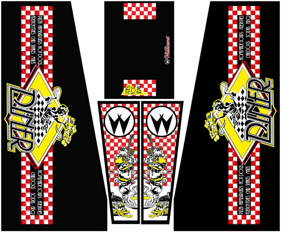 Juego de calcomanías de gabinete para máquina de pinball Diner Foto 1 de 1