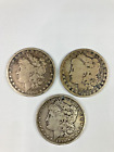 Mixed Lot of 3 Morgan Silver $1 Dollars. 1884s, 1894s, & 1896s-has hole drilled