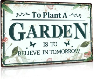 Garden Sign, Decorative Outdoor Backyard Decor, Gift for Gardeners, 12X8 Inches - Picture 1 of 6