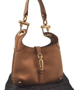 Authentic GUCCI Jackie Shoulder Hand Bag Purse Leather 120885 Brown 1186J