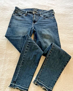 Pantaloni donna Lucky Brand jeans blu denim 6/28 Ava skinny orlo grezzo casual donna - Foto 1 di 11