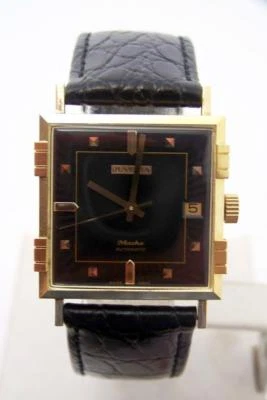 Nuevo de Lote Antiguo Reloj JUVENIA MACHO Para Hombres 25J AUTOMÁTICO 8902 Esfera Negra y Estuche de 4 Barras Foto 1 de 4