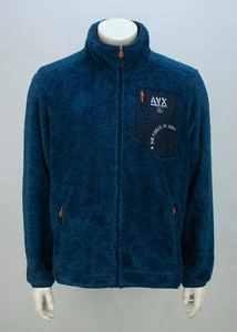 Avirex Deep Pile Fleece Full Zip Jacket Blue Size L - Picture 1 of 8