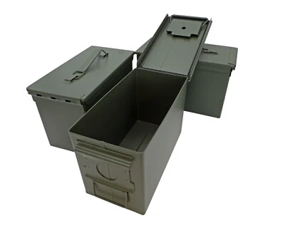 3X Genuine NATO Issue 50 CAL Steel Ammo Tin Secure Container M2A1 Heavy Duty Box - Image 1 of 4
