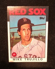 MIKE TRUJILLO 1986 TOPPS AUTOGRAPHED SIGNED AUTO BASEBALL CARD 687 RED SOX