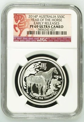 2014P Australia S50C - Year Of The Horse NGC PF 69 Ultra Cameo Early Releases - Image 1 of 4
