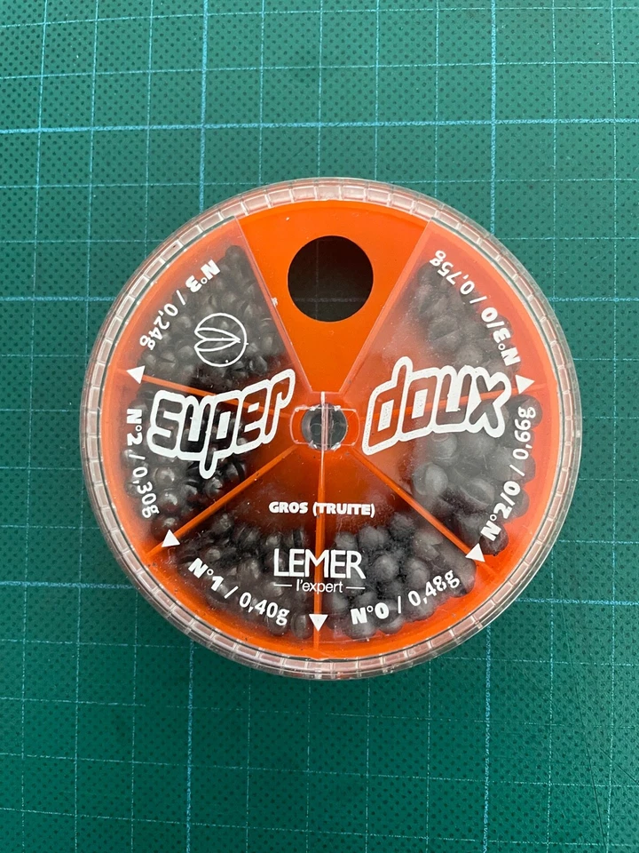 Klemmgewichte zum Angeln, superweich, in 6-Kammer-Sortimentsbox 0,24-0,75 gr. - Bild 1 von 1