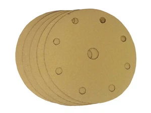 Discos de lijado de agarre de gancho y bucle dorado de 6" x 9 agujeros (paquete de 25, 40 granos) - Imagen 1 de 3