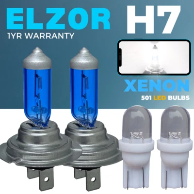 H7 55W Headlight Bulb Super Xenon White Halogen Led Side Light Car Upgrade Bulbs - Image 1 of 4
