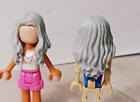 Nowe LEGO długie szare włosy kręcone falowane końcówki czesane rozdzielone środkowe peruka stylizowana