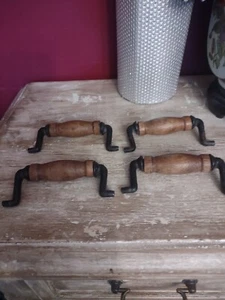 4Vintage Rustic Handles Iron And Wood Design 5" wide  - Picture 1 of 2