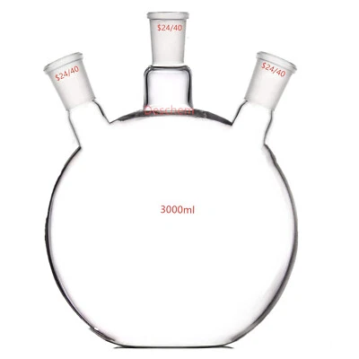 3000ml,24/40,3-Neck,Flat Bottom Glass Flask,Three Neck,Laboratory Boiling Bottle - Image 1 of 4