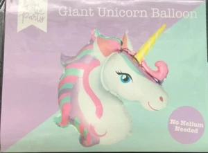 GIANT UNICORN FOIL BALLOON - SELF INFLATING/ NO HELIUM NEEDED - PARTY - 76 CM  - Picture 1 of 4