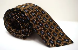 Robert Talbott Seven Fold Silk Necktie Black Gold Geometric #2/40 Hand Sewn 59" - Picture 1 of 9
