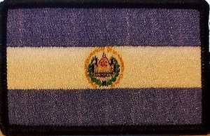 EL SALVADOR Flag Patch Military With Hook Adhesive Fastener Black Border - Picture 1 of 1