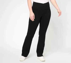 Women with Control Elite Prime Stretch Denim Flare Pants NOIR REG 12 A615327 - Picture 1 of 1