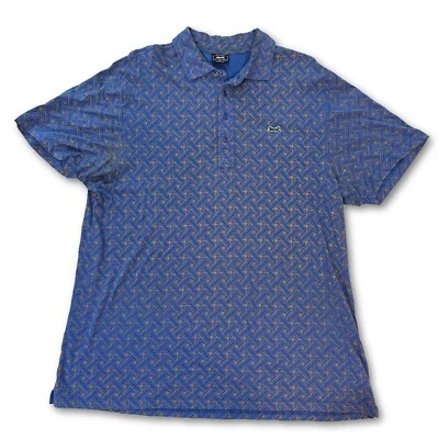 Le Tigre The Classic Polo Shirt Men’s Size M Blue Gold Print 4 Button Collar XL - Image 1 of 4