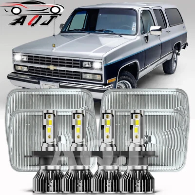 Faros LED 6000k haz sellado alto/bajo 4 piezas para camioneta GMC V3500 1988-1991 Foto 1 de 4