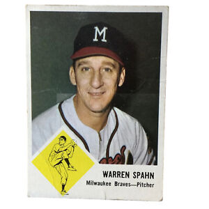 Vintage 1963 Fleer # 45 Warren Spahn HOF Baseball Card