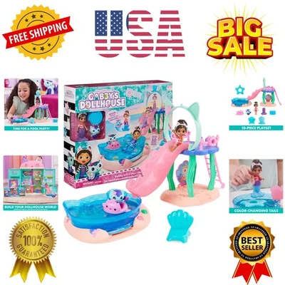 Purr-ific игровой набор для бассейна с фигурками Гэбби и Мерката, меняющая цвет русалка... - Изображение 1 из 4