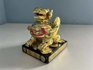 Feng Shui Metallic Gold Resin Pi Yao Figurine Decorative Luck Guardian - Picture 1 of 7