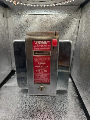 DISPENSADOR DE SERVILLETAS SWAMI FORTUNE TELLER AÑOS 50 SOPORTE DE MENÚ MONEDA-OP.  Z7 Foto 1 de 4