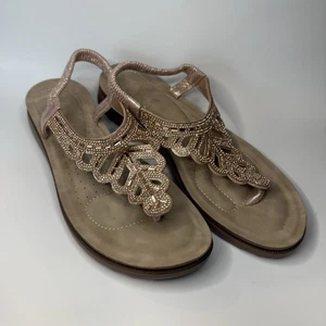 Annie Comfort Beige Accent Strap Sandals Size 11M - Picture 1 of 6