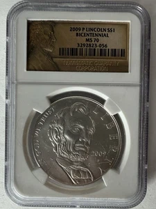 2009-P Abraham Lincoln Bicentennial Commemorative $1 Silver Coin NGC MS70 MS-70 - Picture 1 of 2
