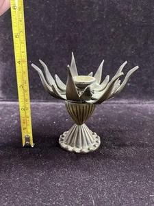 Vintage Bronze Lotusblume Räuchergefäß oder Kerzenhalter Altar Zeremonie spirituell - Bild 1 von 7