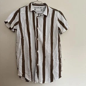 Denim & Flower Ricky Singh Boys 13/14 Floral Button Up Short Sleeve Shirt Collar - Picture 1 of 3
