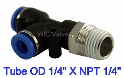 Pneumatic Run Tee Tube OD 1/4" X NPT 1/4" One Touch Swivel Tube Fitting 5 Pieces - Image 1 of 2