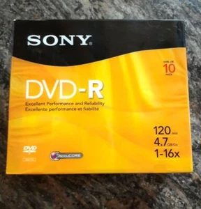Sony DVD-R DVD Recordable Disc 10 Pk 120 Min. Sealed NEW - Picture 1 of 6