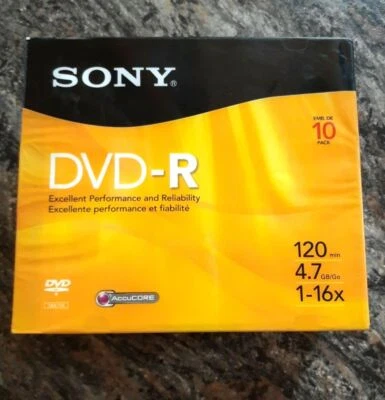 Sony DVD-R DVD Recordable Disc 10 Pk 120 Min. Sealed NEW - Image 1 of 4