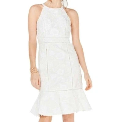 INC Halter Dress Womens 14 White Embroidered Cotton Sleeveless Summer Party Chic - Image 1 of 4